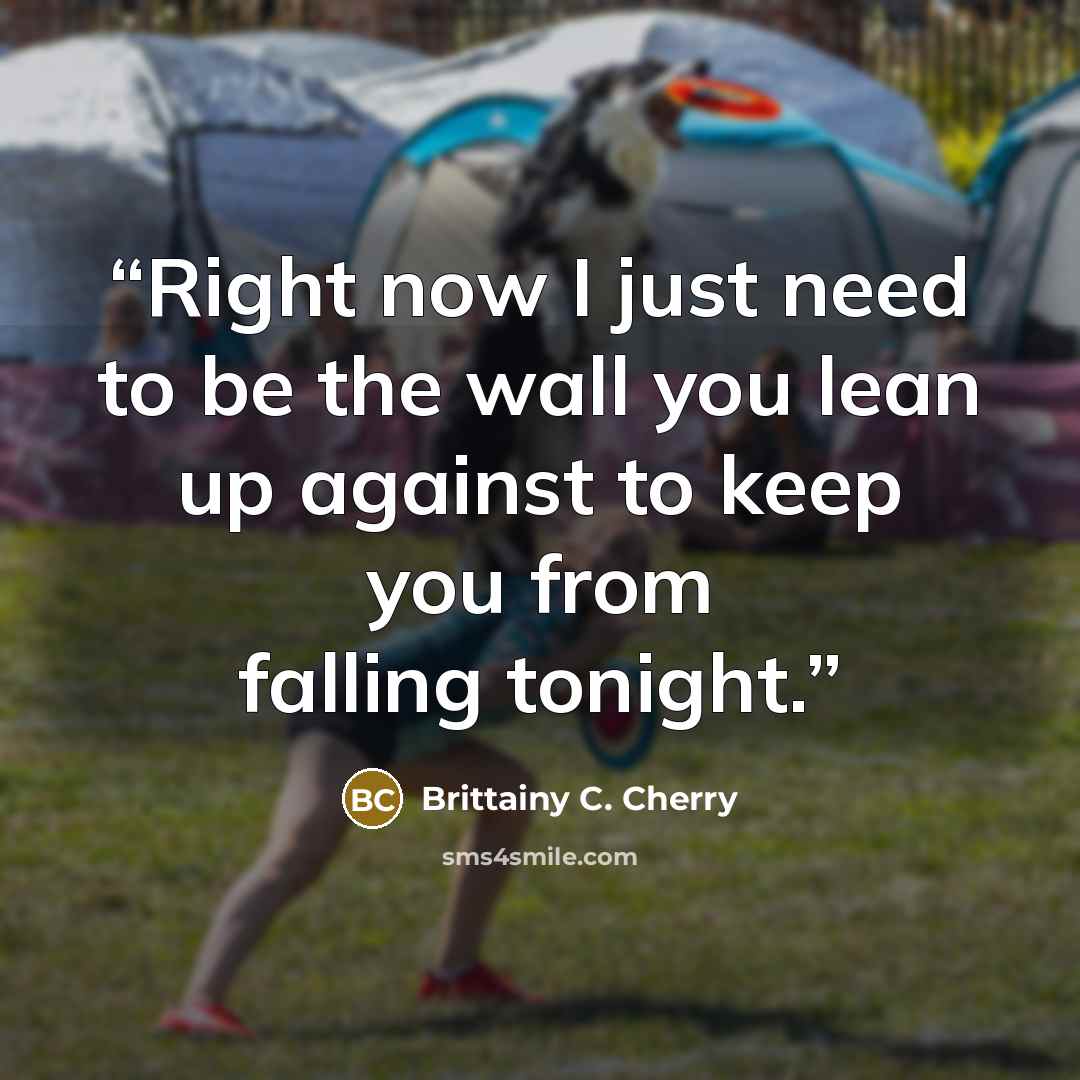 “Right now I just need to be the wall you lean up against to keep you from falling tonight.” quote by Brittainy C. Cherry
