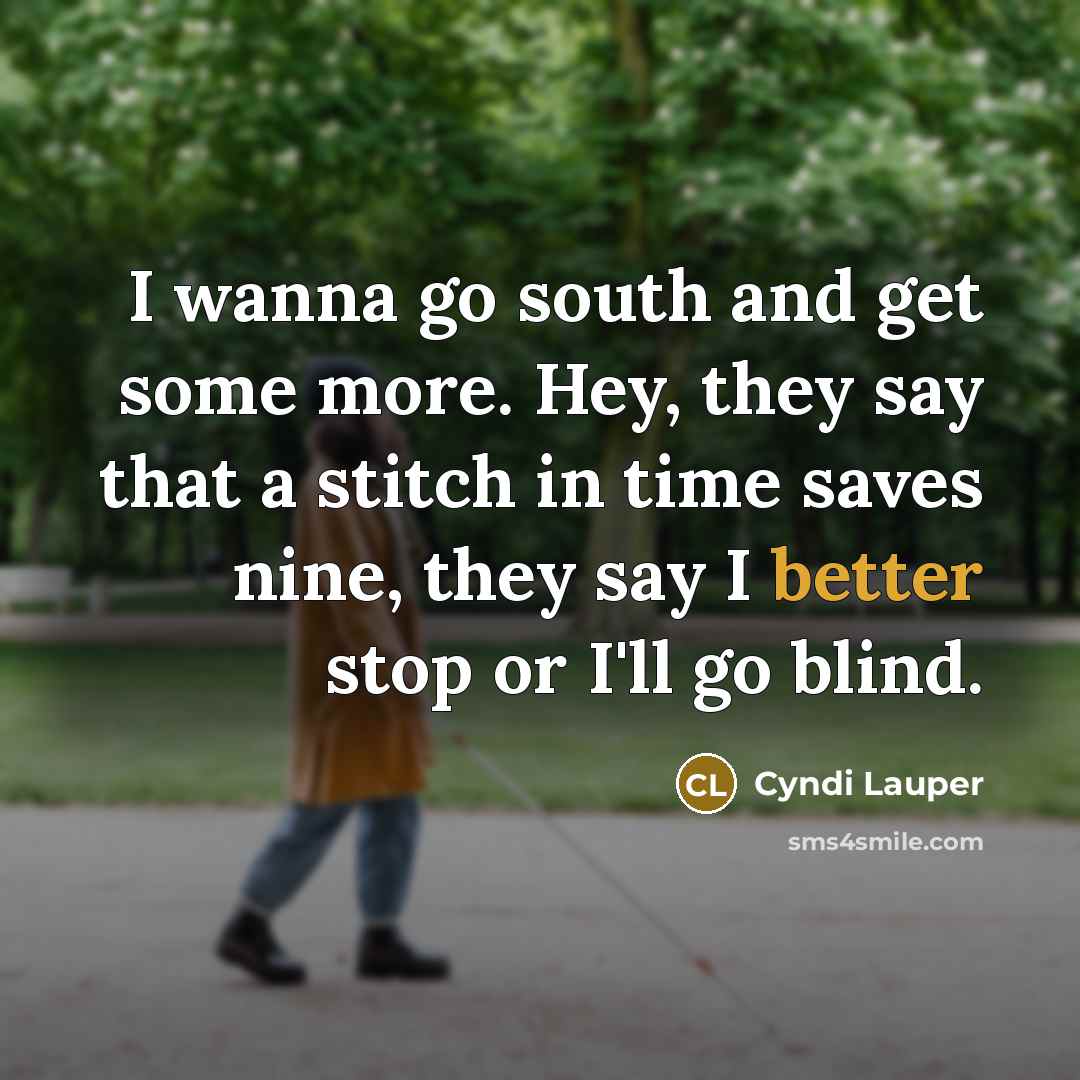 “I wanna go south and get some more. Hey, they…” quote by Cyndi Lauper