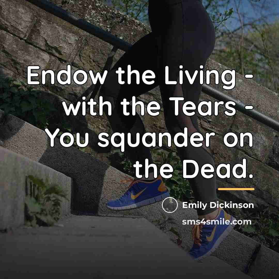 “Endow the Living - with the Tears - You squander…” quote by Emily Dickinson