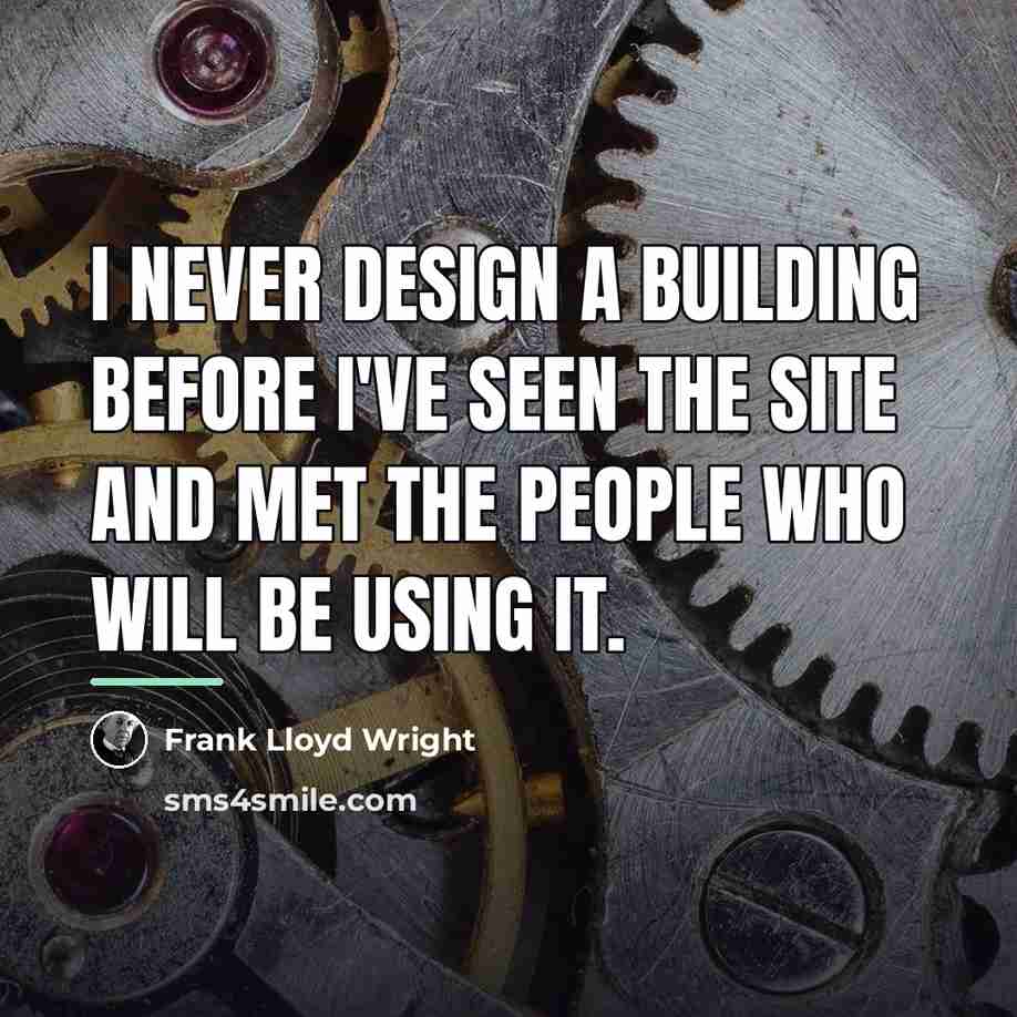 “I never design a building before I've seen the site…” quote by Frank Lloyd Wright