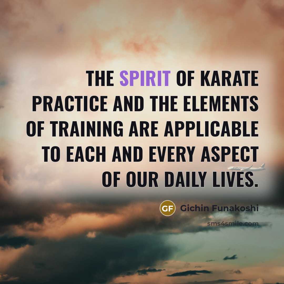 “The spirit of karate practice and the elements of training…” quote by Gichin Funakoshi