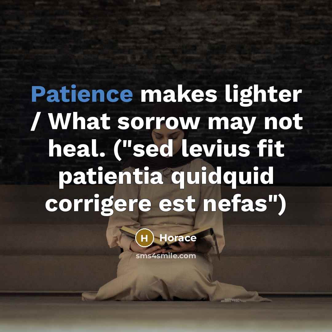 “Patience makes lighter / What sorrow may not heal. ("sed…” quote by Horace