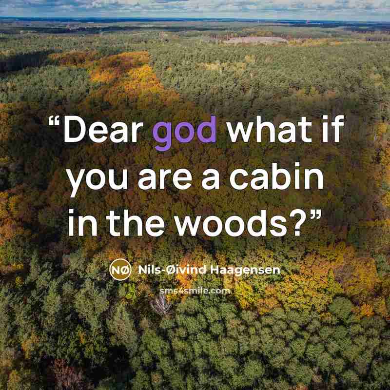 “Dear god what if you are a cabin in the woods?” quote by Nils-Øivind Haagensen