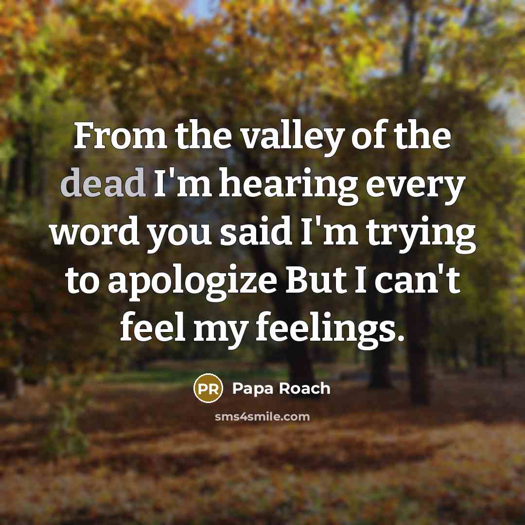 “From the valley of the dead I'm hearing every word…” quote by Papa Roach