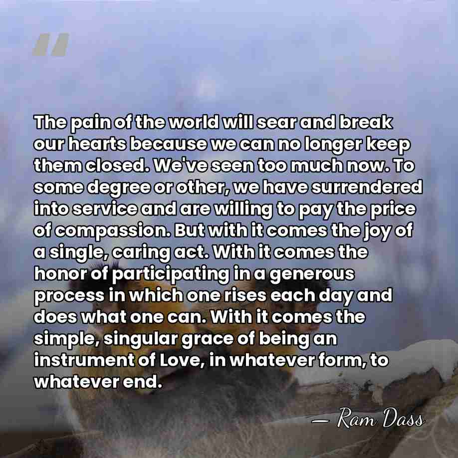 The pain of the world will sear and break our hearts because&hellip; - Ram Dass