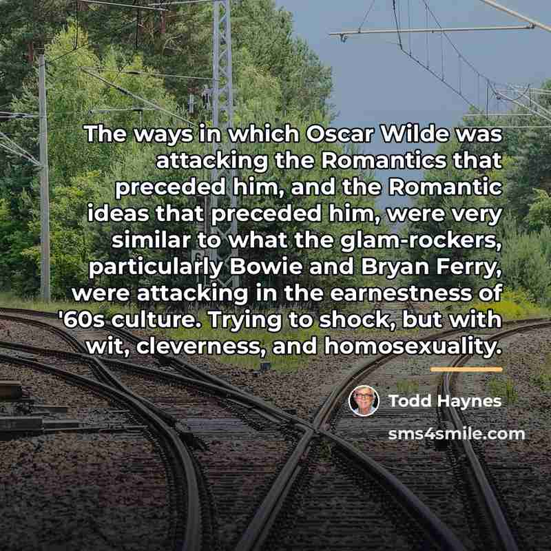 “The ways in which Oscar Wilde was attacking the Romantics…” quote by Todd Haynes