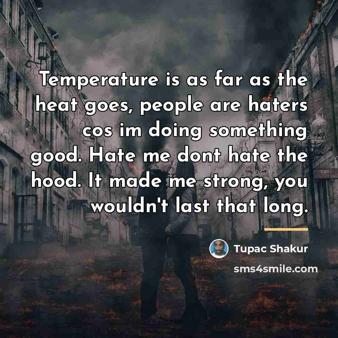 “Temperature is as far as the heat goes, people are…” quote by Tupac Shakur