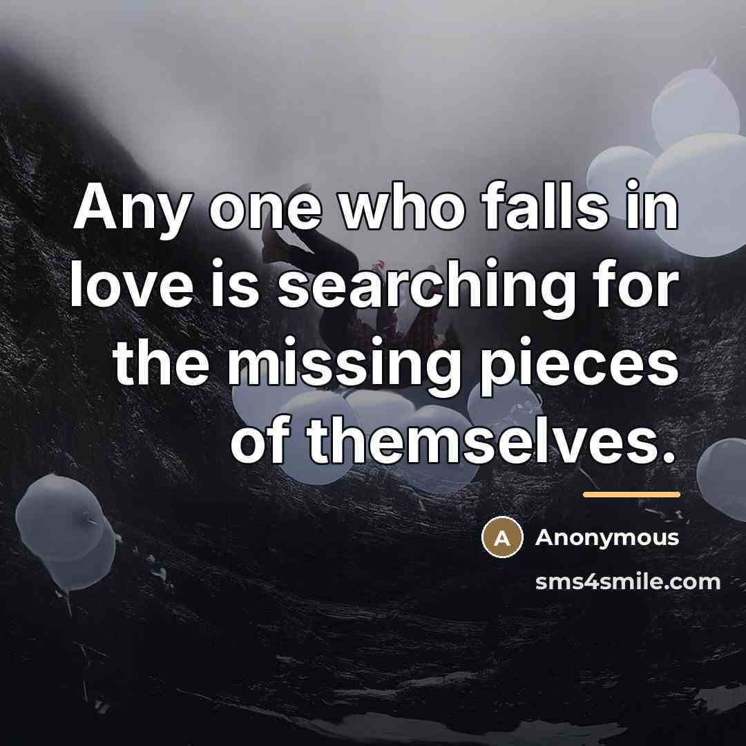 “Any one who falls in love is searching for the…” quote by Anonymous