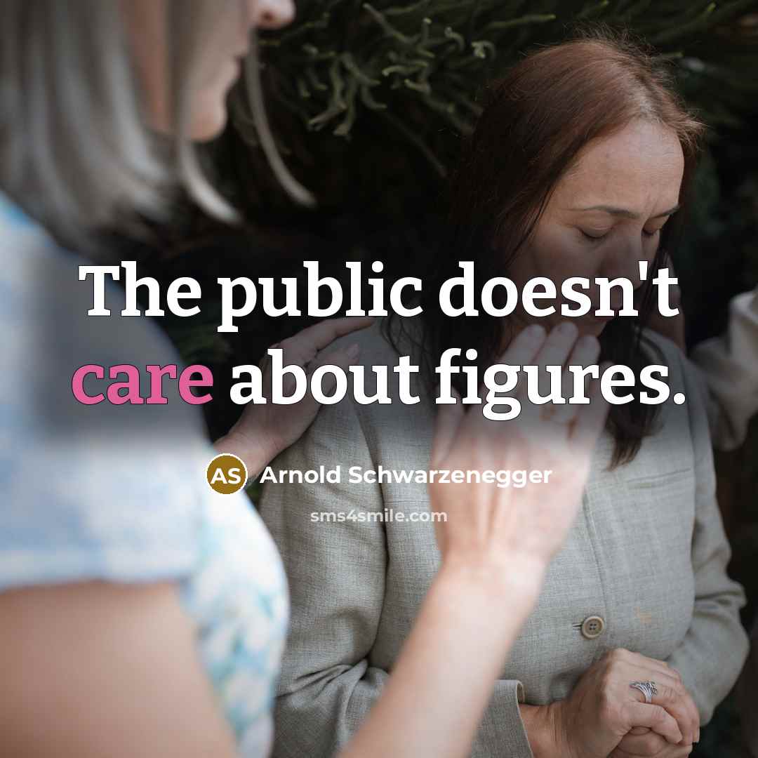 “The public doesn't care about figures.…” quote by Arnold Schwarzenegger
