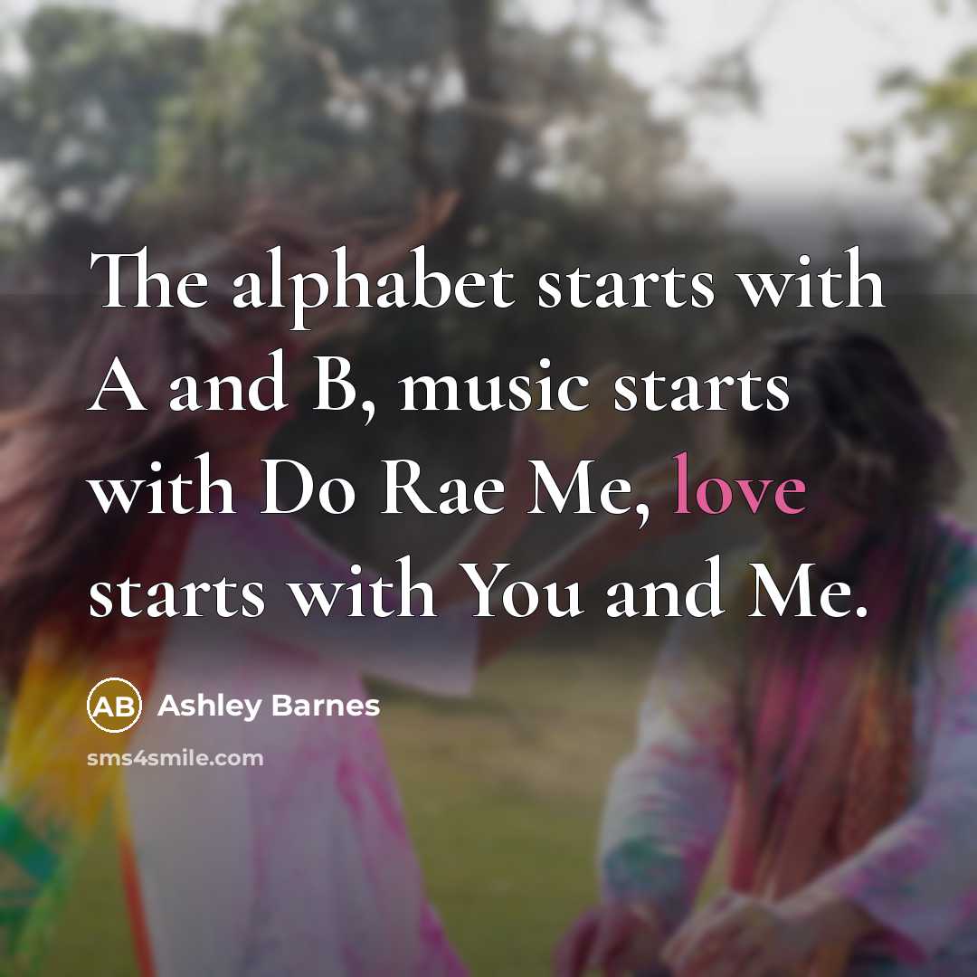 “The alphabet starts with A and B, music starts with…” quote by Ashley Barnes
