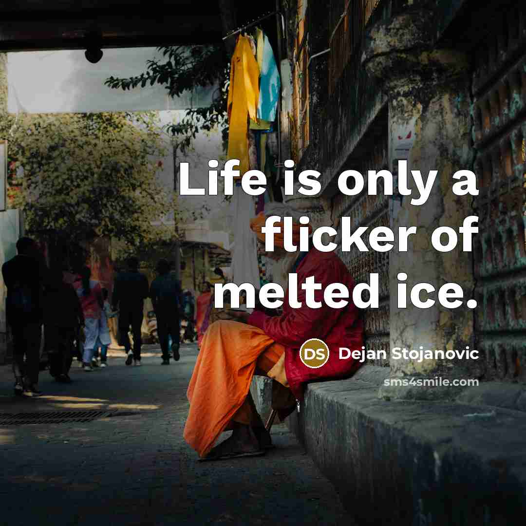 “Life is only a flicker of melted ice.…” quote by Dejan Stojanovic