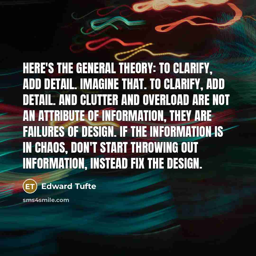 “Here's the general theory: To clarify, add detail. Imagine that.…” quote by Edward Tufte
