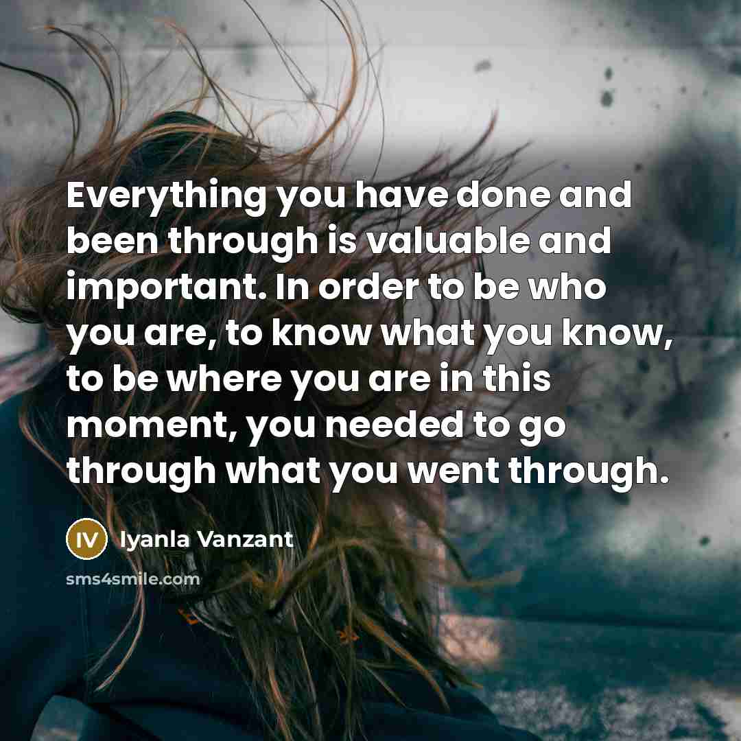“Everything you have done and been through is valuable and…” quote by Iyanla Vanzant