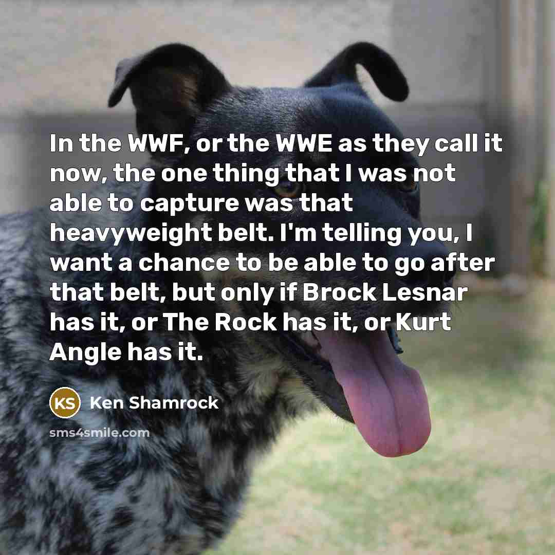 “In the WWF, or the WWE as they call it…” quote by Ken Shamrock