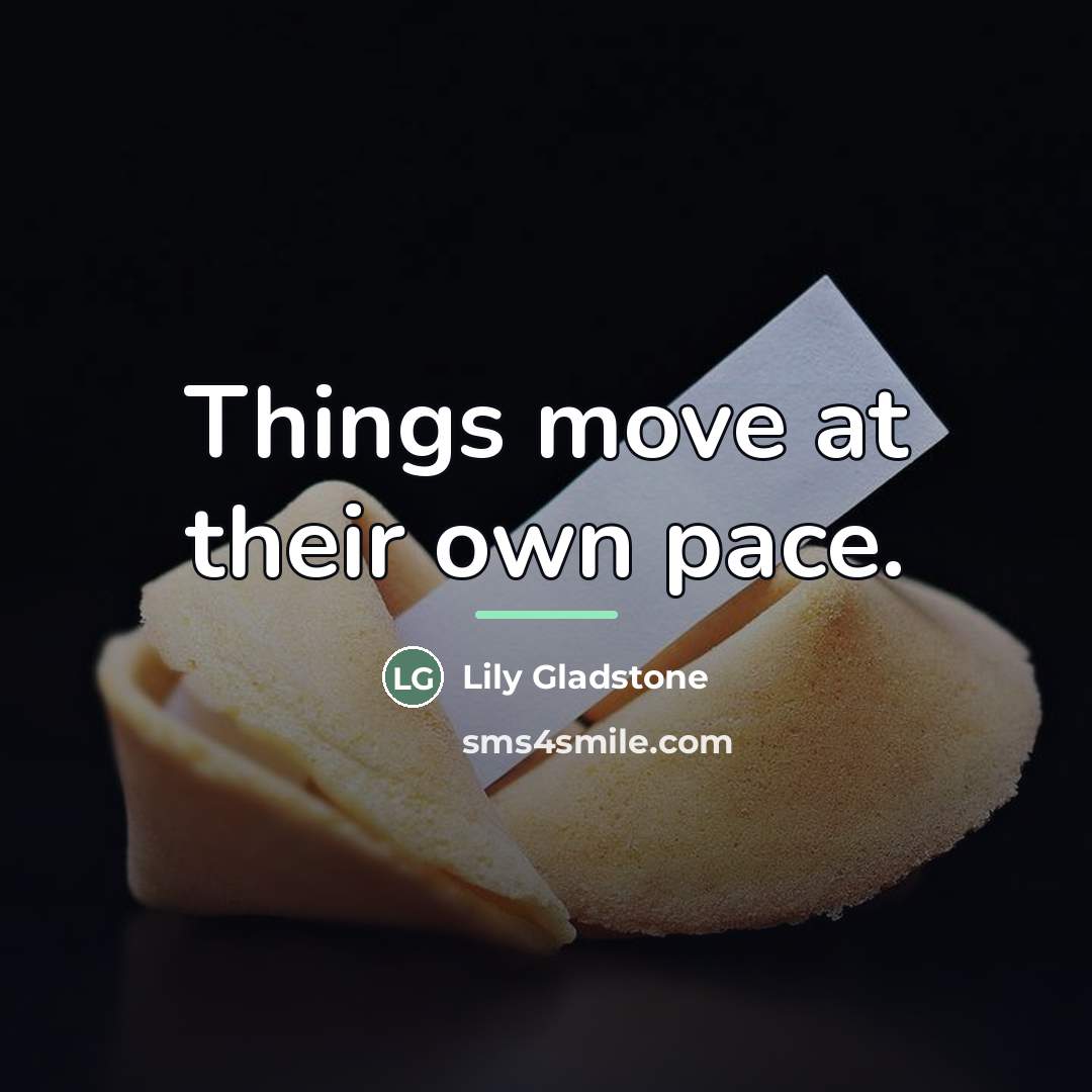 “Things move at their own pace.…” quote by Lily Gladstone