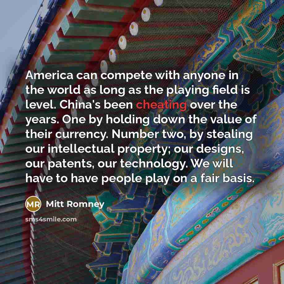 “America can compete with anyone in the world as long…” quote by Mitt Romney