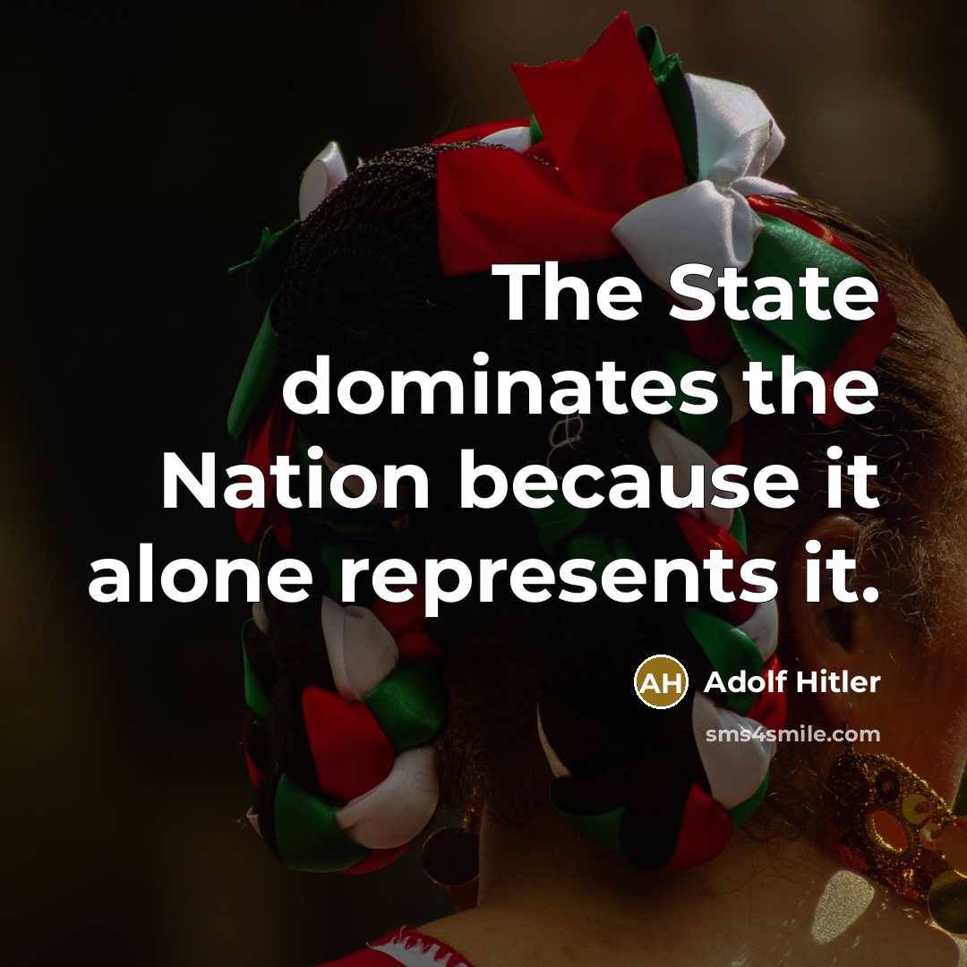 “The State dominates the Nation because it alone represents it.” quote by Adolf Hitler