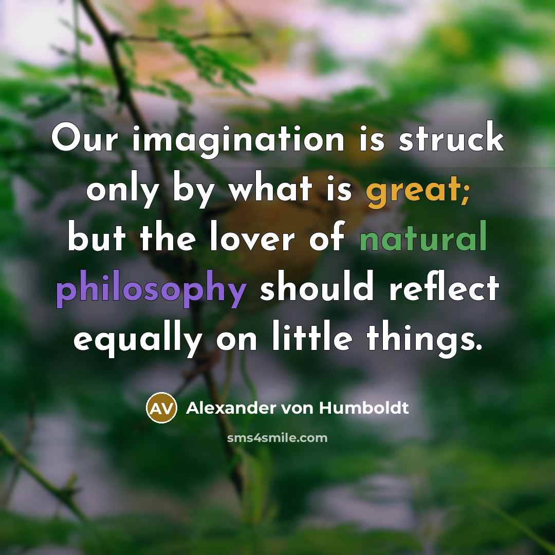 “Our imagination is struck only by what is great; but…” quote by Alexander von Humboldt