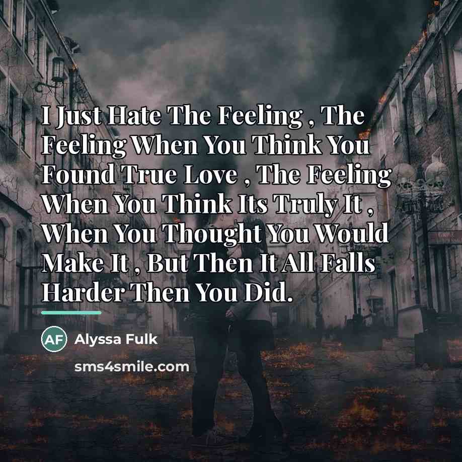 “I Just Hate The Feeling , The Feeling When You…” quote by Alyssa Fulk