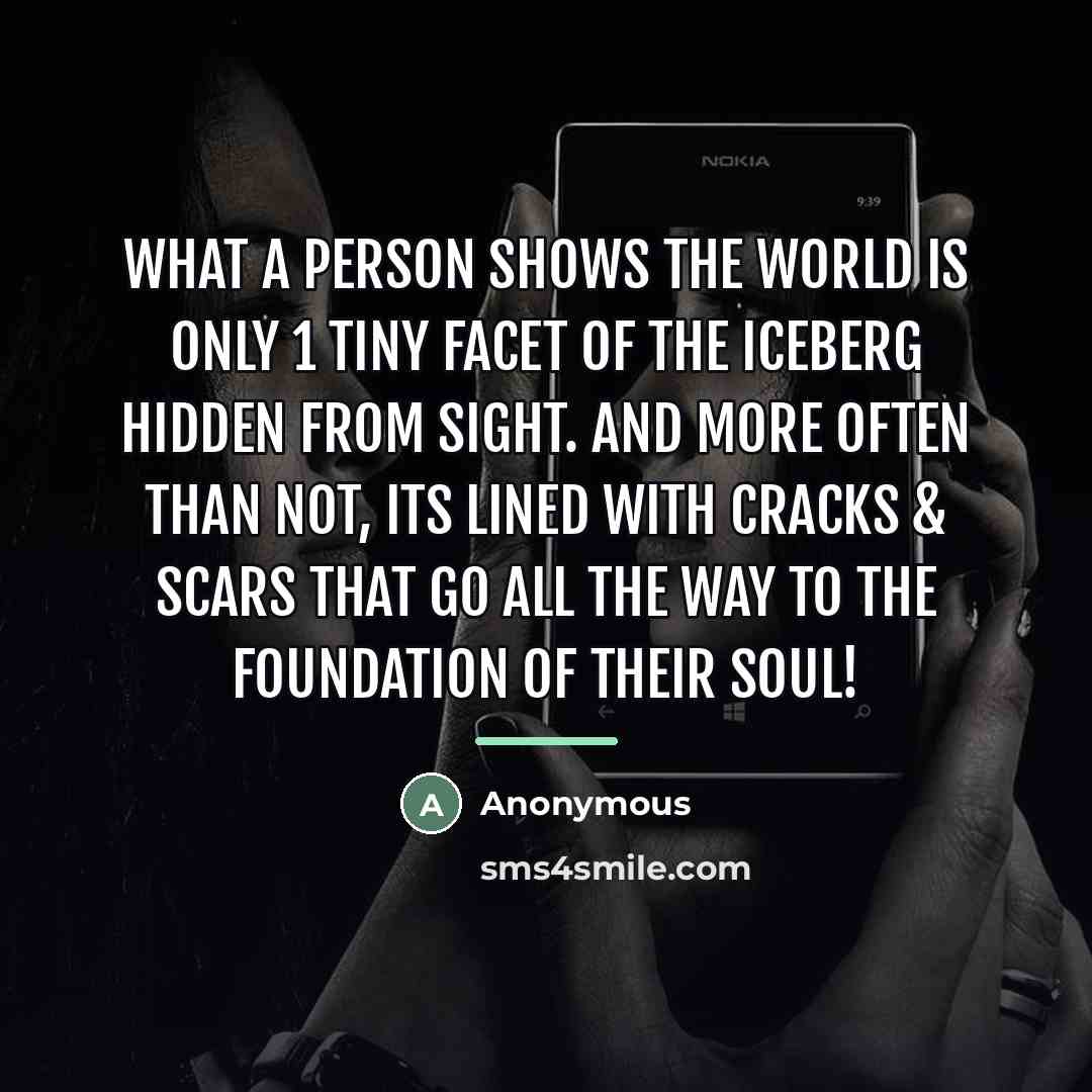 “What a person shows the world is only 1 tiny…” quote by Anonymous