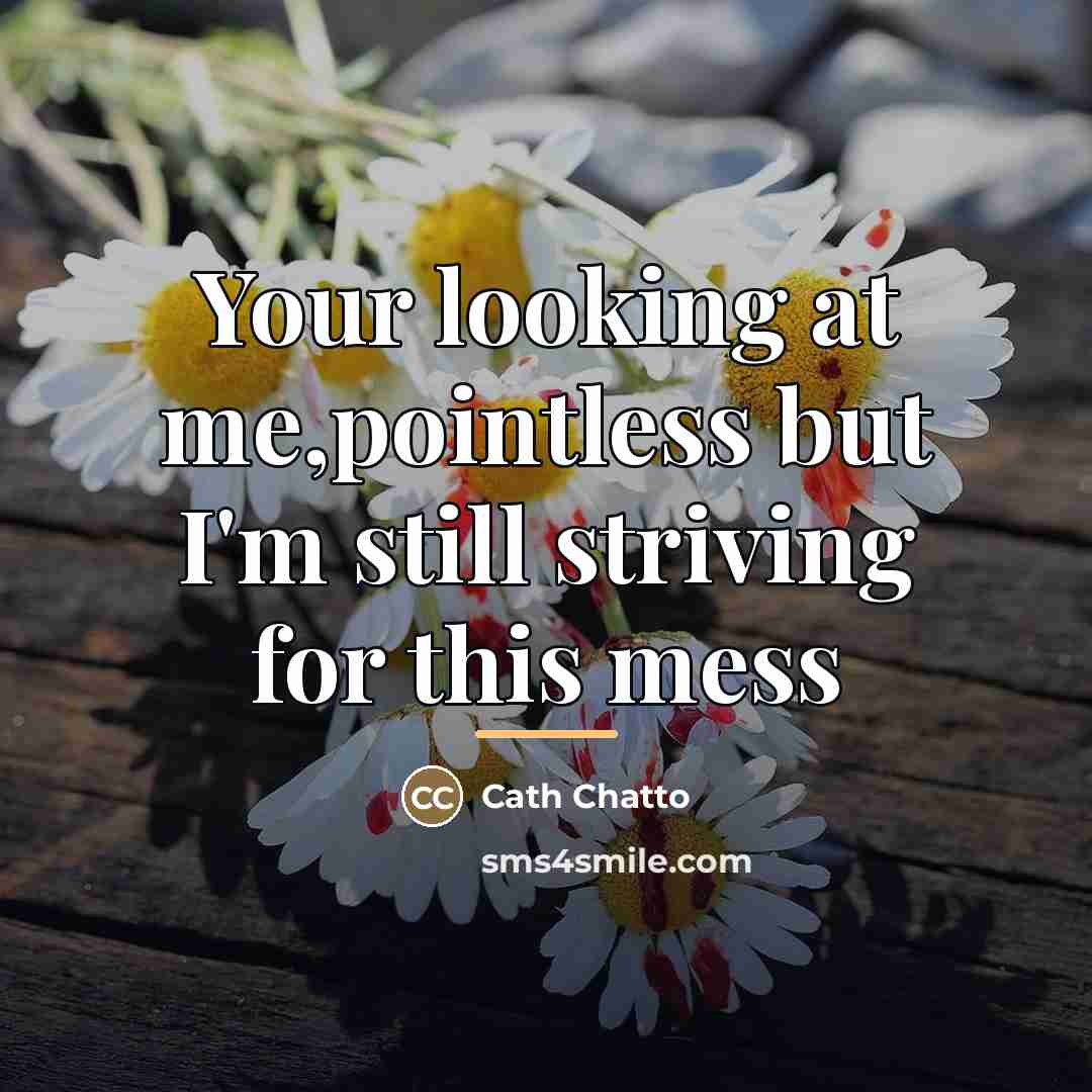 “Your looking at me,pointless but I'm still striving for this…” quote by Cath Chatto