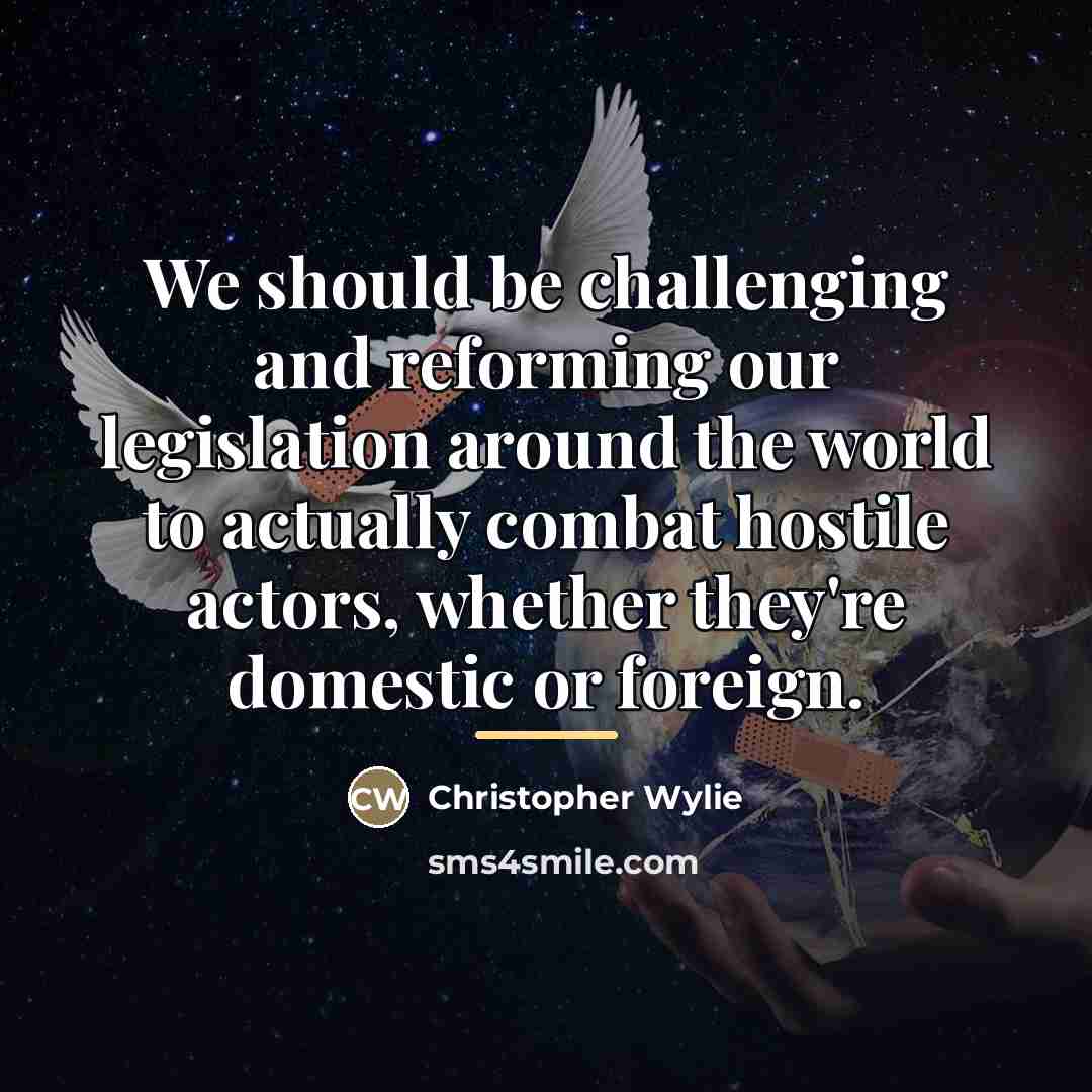 “We should be challenging and reforming our legislation around the…” quote by Christopher Wylie