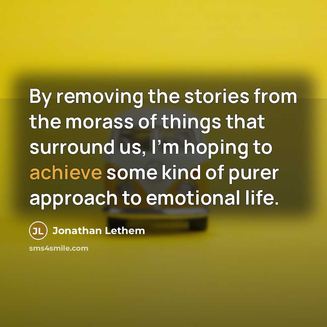 “By removing the stories from the morass of things that…” quote by Jonathan Lethem