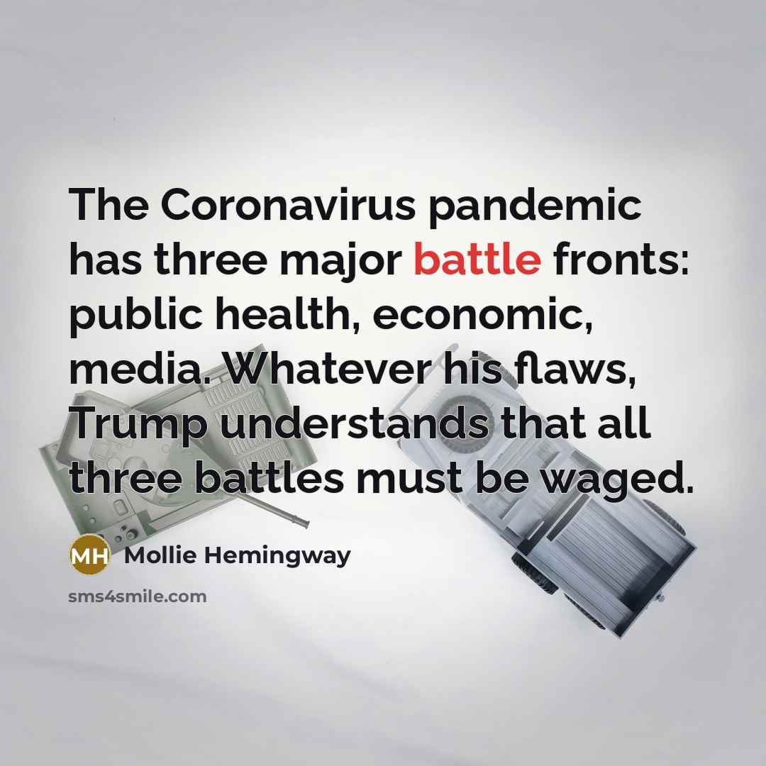 “The Coronavirus pandemic has three major battle fronts: public health,…” quote by Mollie Hemingway
