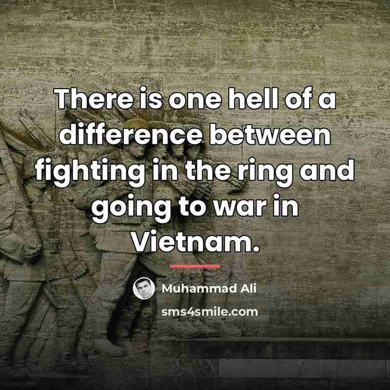 “There is one hell of a difference between fighting in…” quote by Muhammad Ali