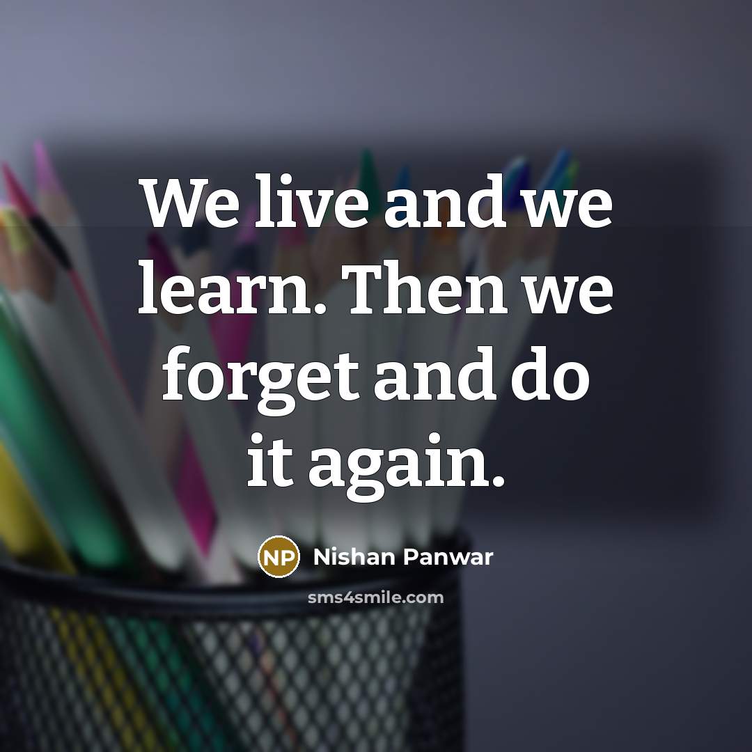 “We live and we learn. Then we forget and do…” quote by Nishan Panwar