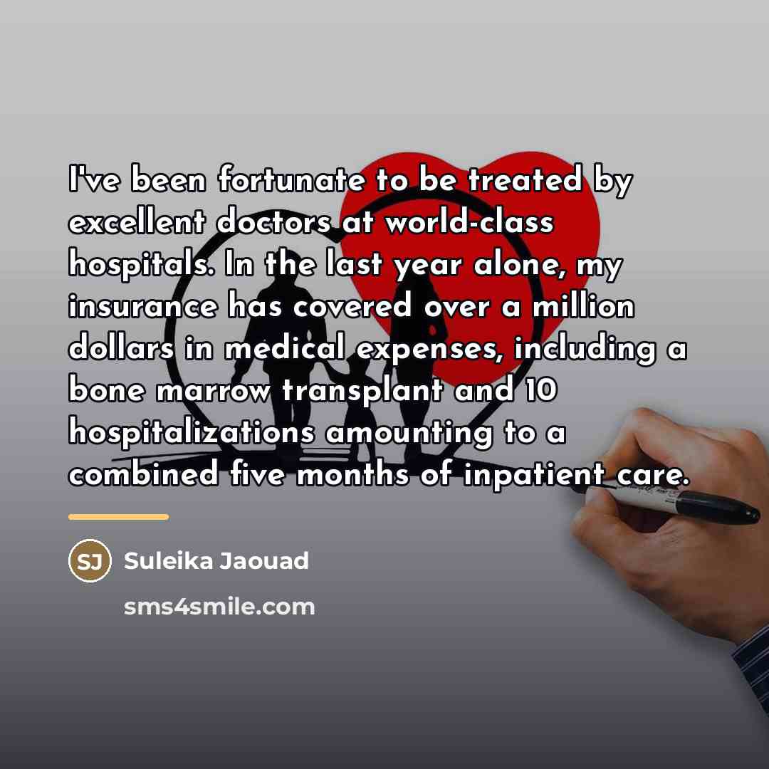 “I've been fortunate to be treated by excellent doctors at…” quote by Suleika Jaouad
