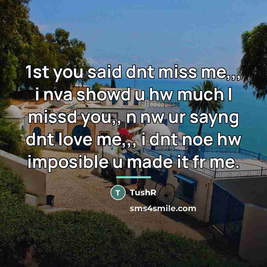 “1st you said dnt miss me,,, i nva showd u…” quote by TushR