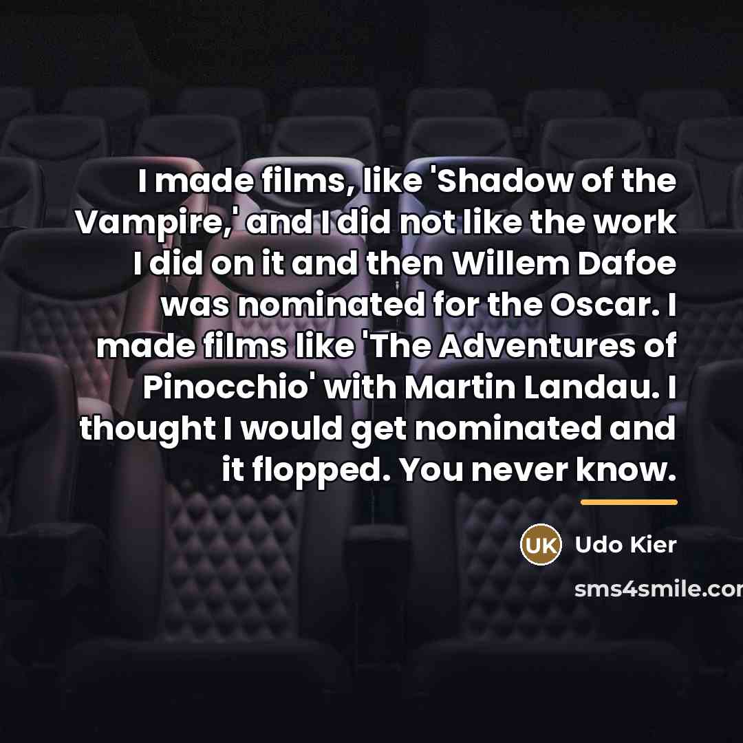 “I made films, like 'Shadow of the Vampire,' and I…” quote by Udo Kier