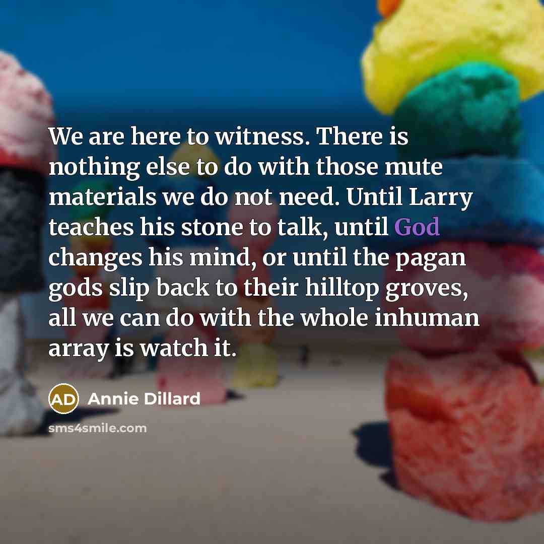 “We are here to witness. There is nothing else to…” quote by Annie Dillard