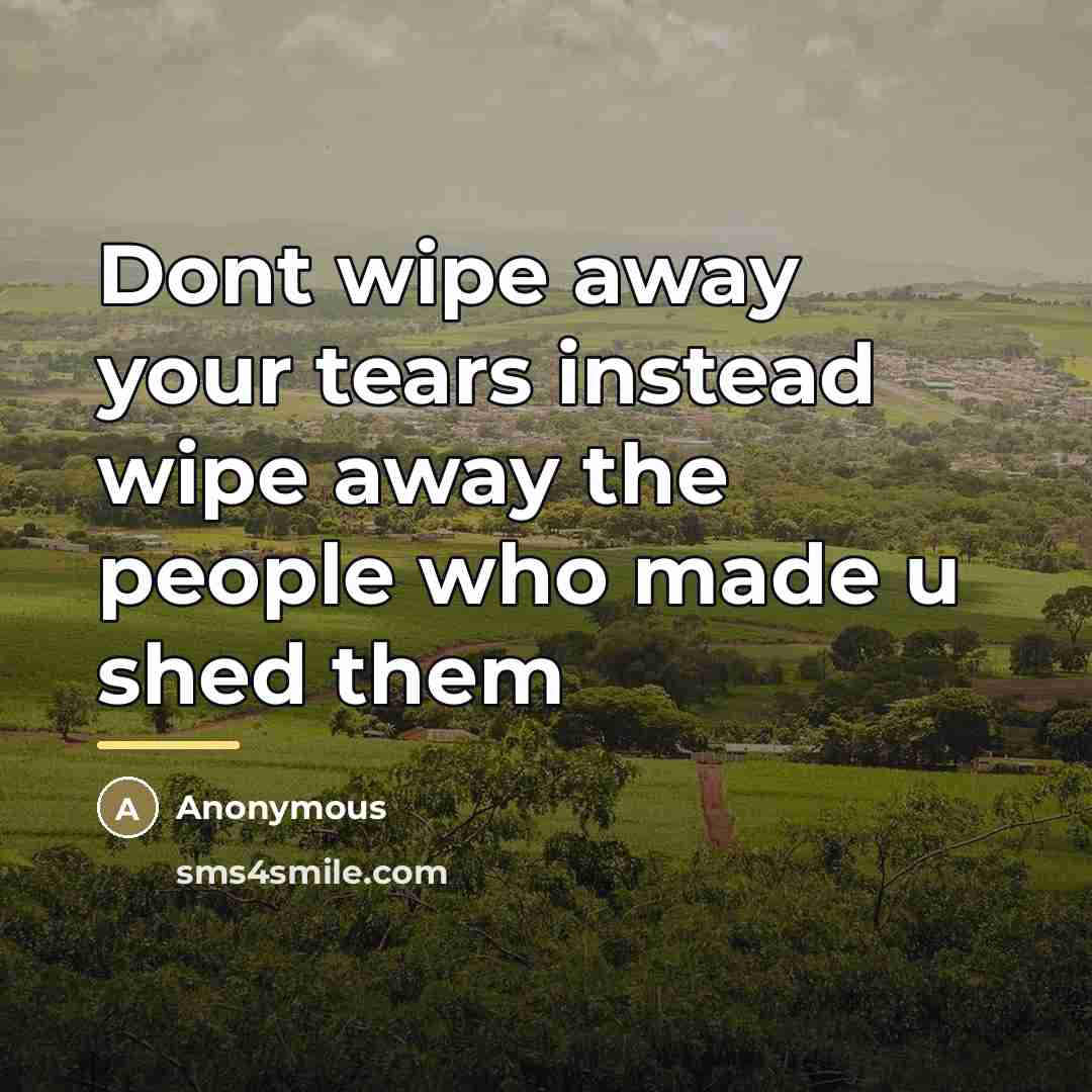 “Dont wipe away your tears instead wipe away the people…” quote by Anonymous
