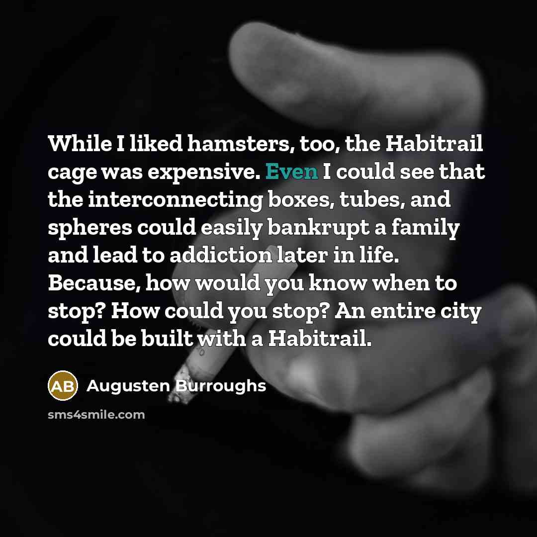 “While I liked hamsters, too, the Habitrail cage was expensive.…” quote by Augusten Burroughs