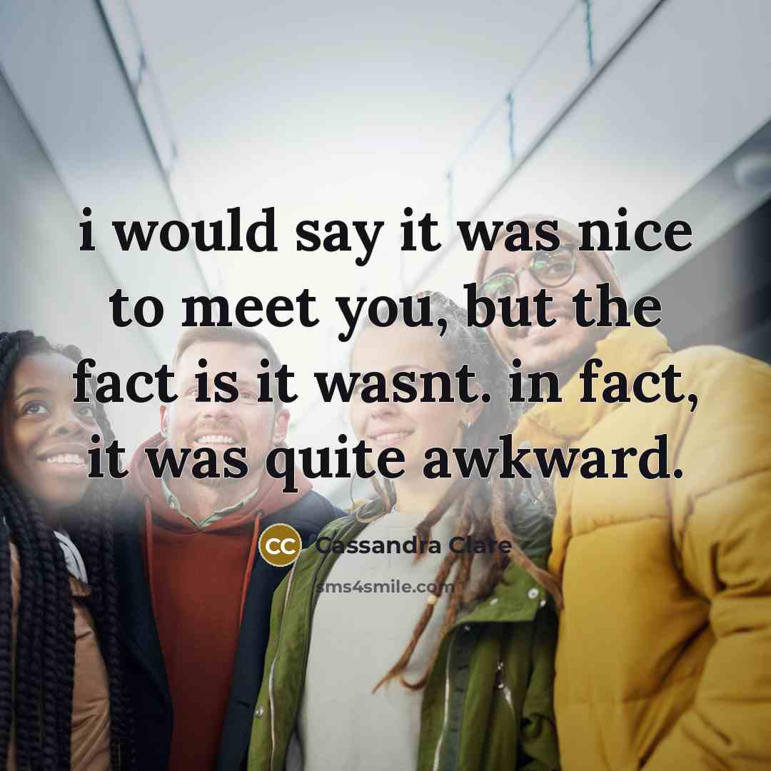 “i would say it was nice to meet you, but…” quote by Cassandra Clare