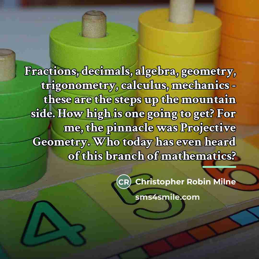 “Fractions, decimals, algebra, geometry, trigonometry, calculus, mechanics - these are…” quote by Christopher Robin Milne