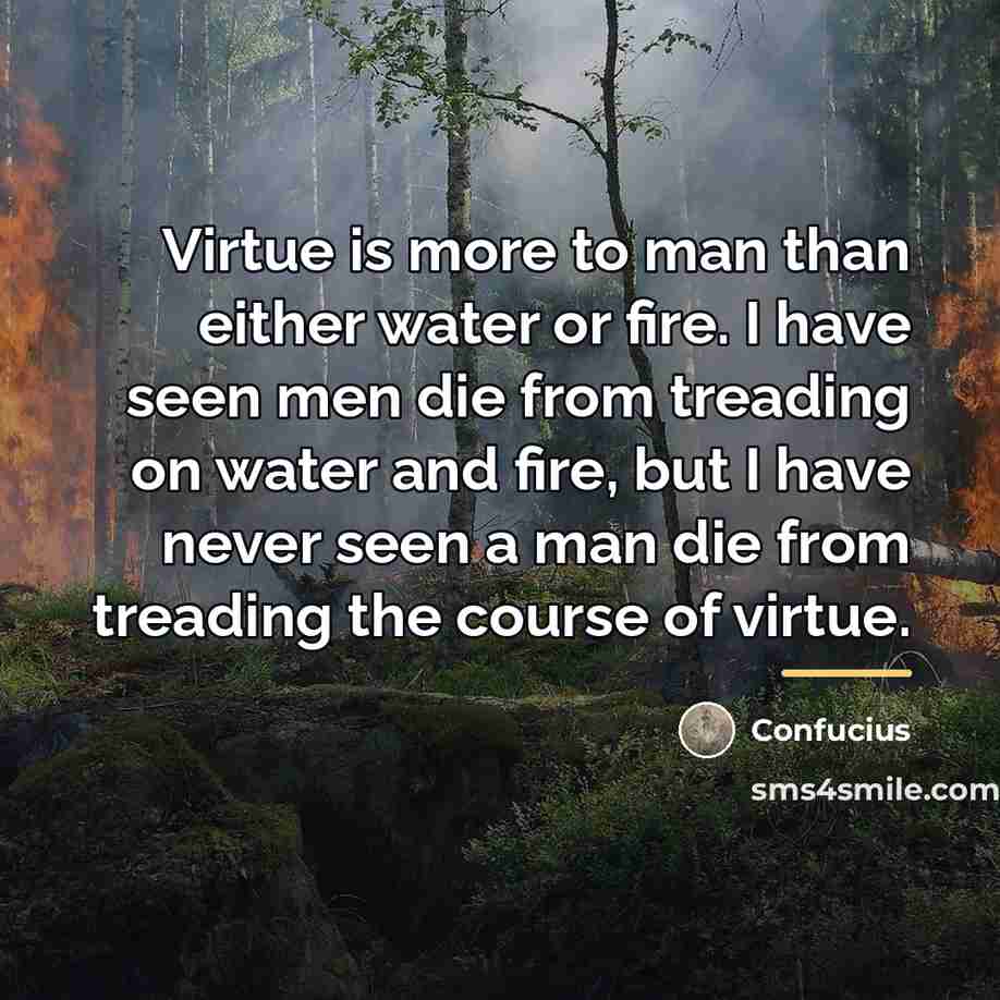 “Virtue is more to man than either water or fire.…” quote by Confucius
