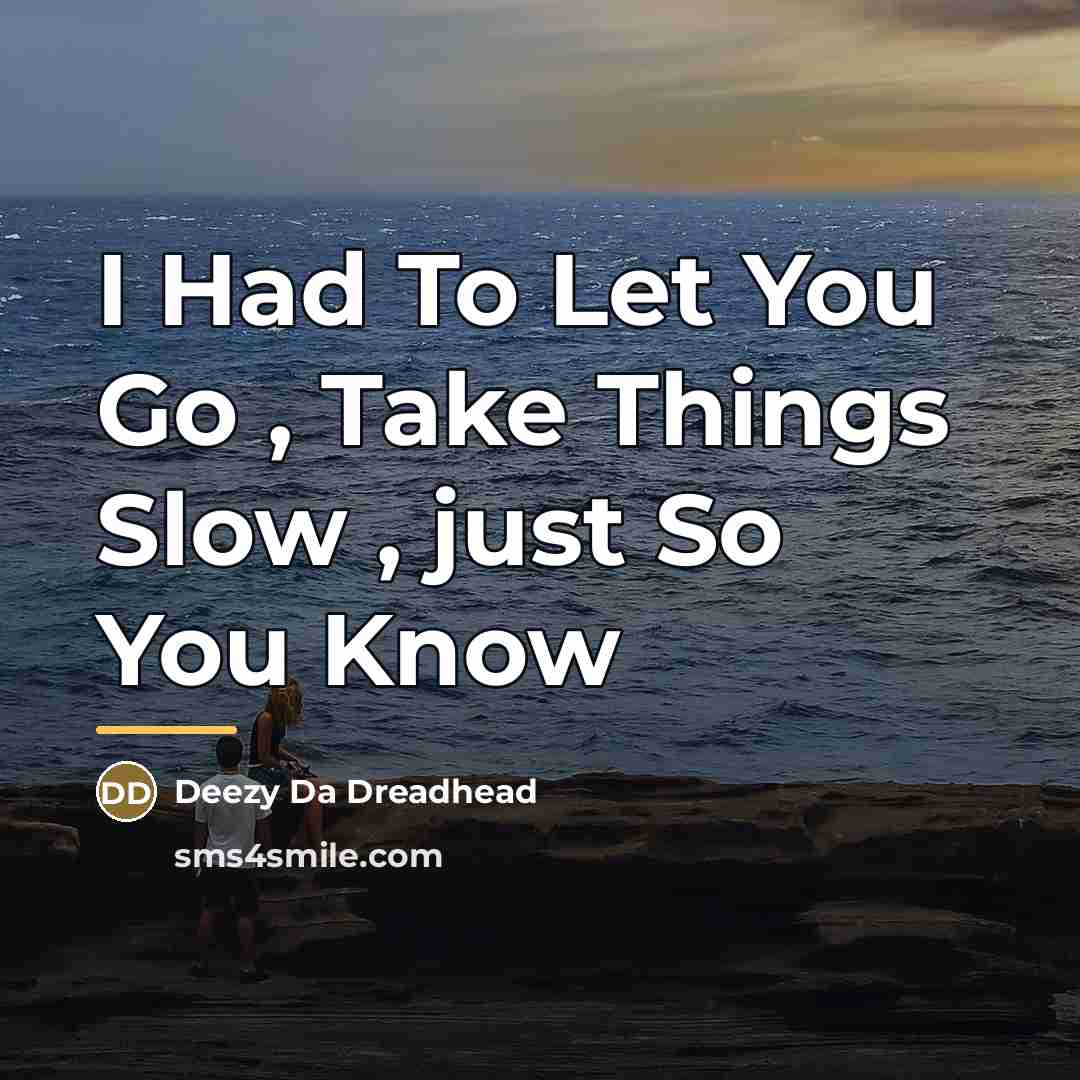 “I Had To Let You Go , Take Things Slow…” quote by Deezy Da Dreadhead