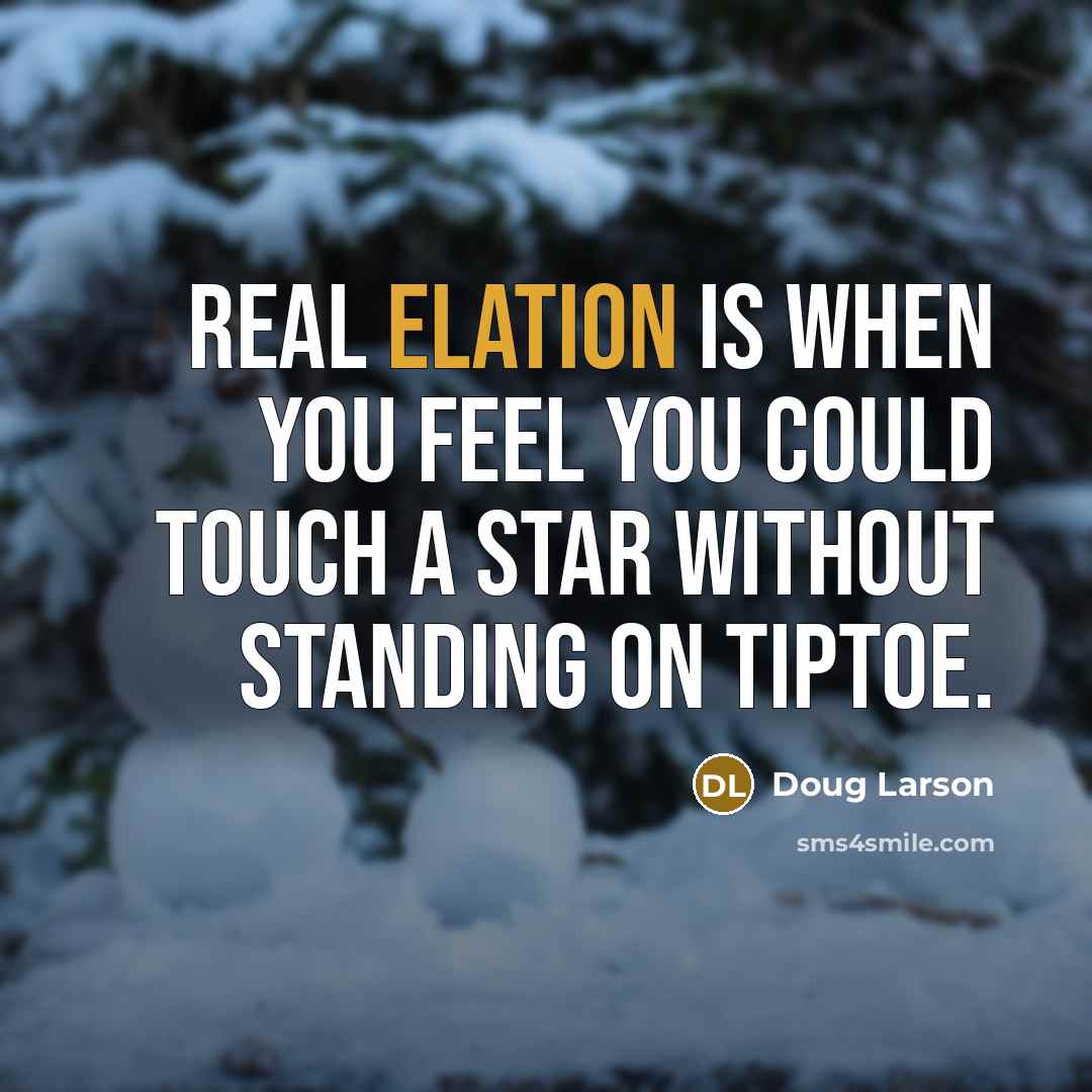 “Real elation is when you feel you could touch a…” quote by Doug Larson