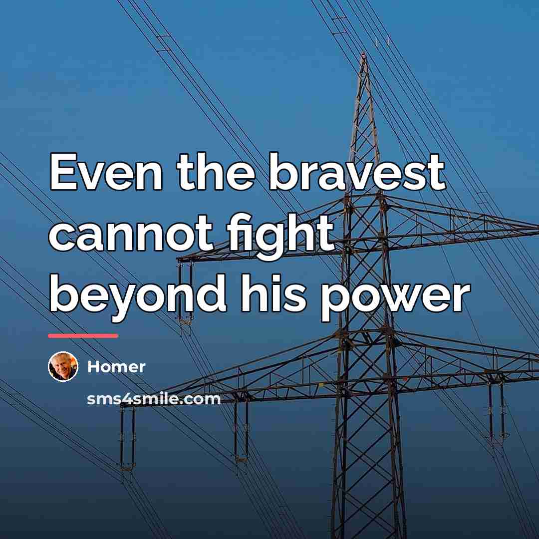 “Even the bravest cannot fight beyond his power…” quote by Homer