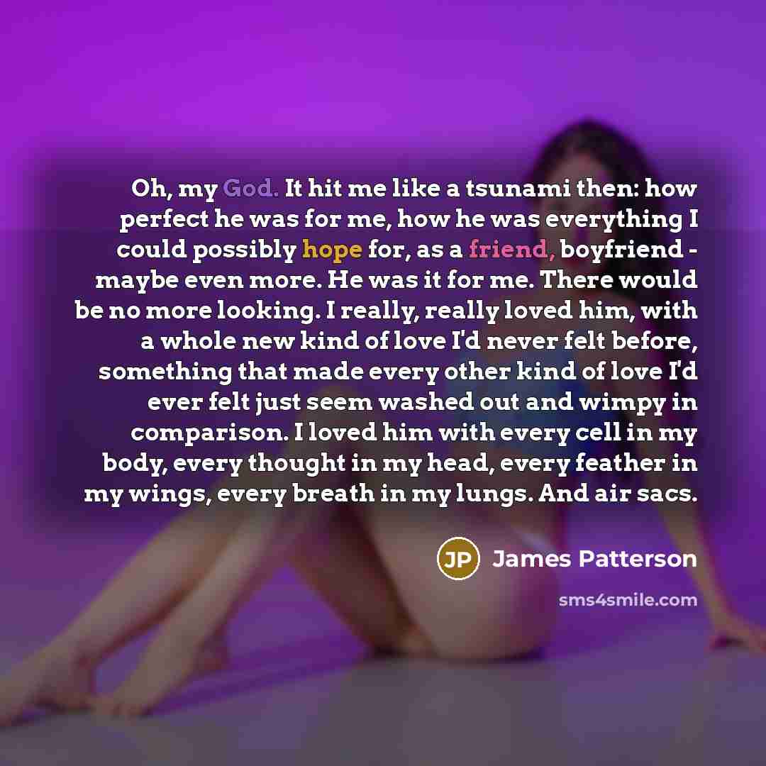 “Oh, my God. It hit me like a tsunami then:…” quote by James Patterson