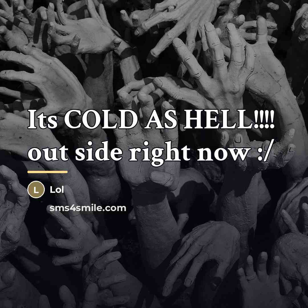 “Its COLD AS HELL!!!! out side right now :/…” quote by Lol