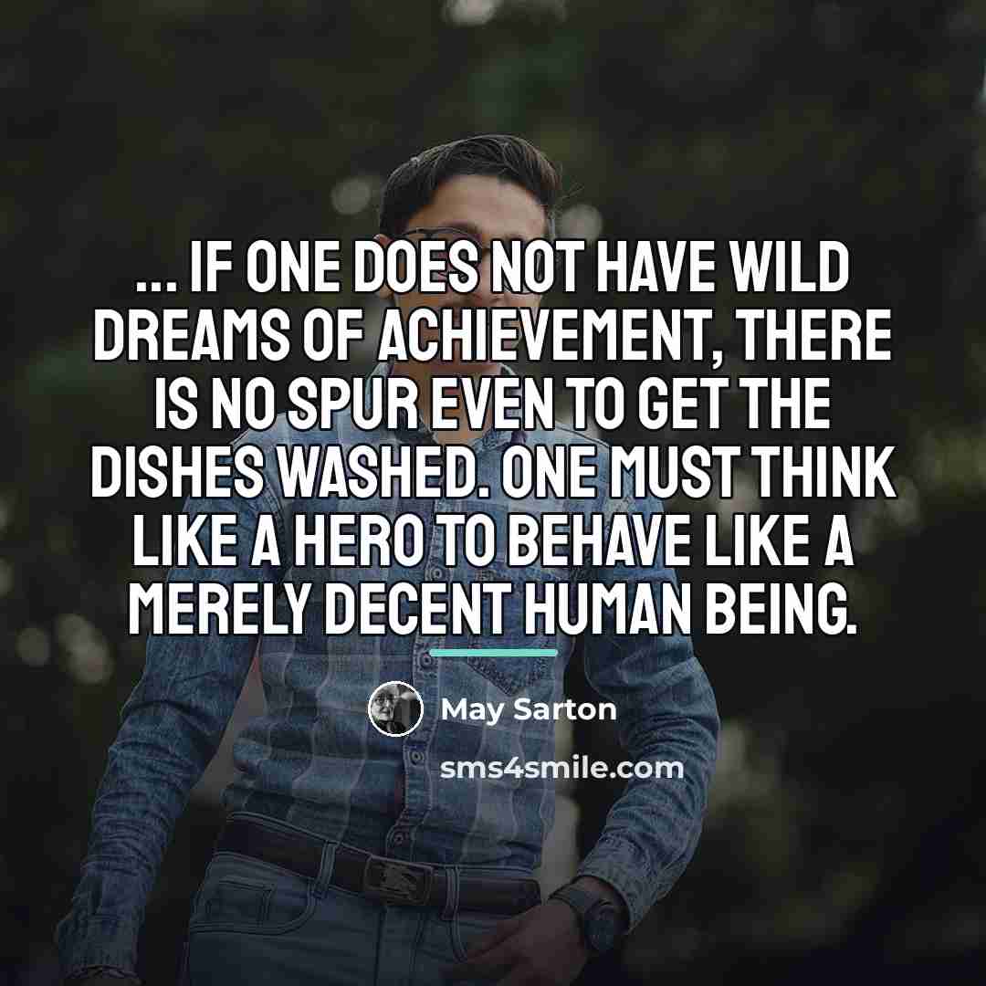 “... if one does not have wild dreams of achievement,…” quote by May Sarton