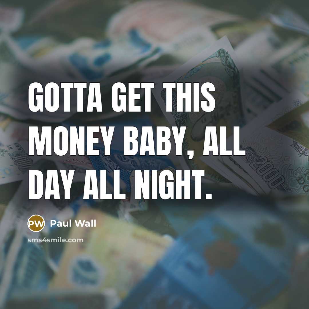 “Gotta get this money baby, all day all night.…” quote by Paul Wall