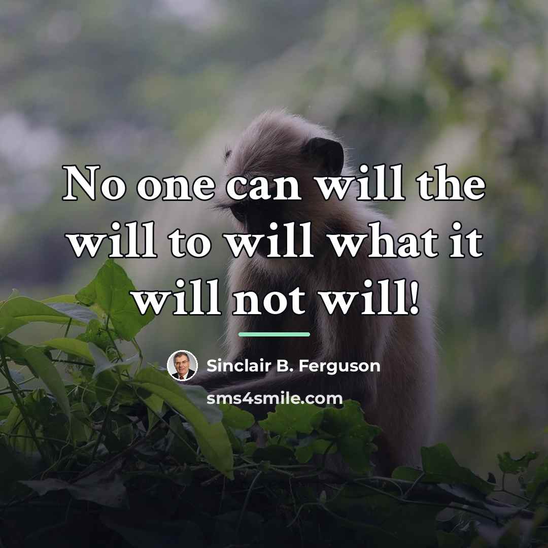 “No one can will the will to will what it…” quote by Sinclair B. Ferguson