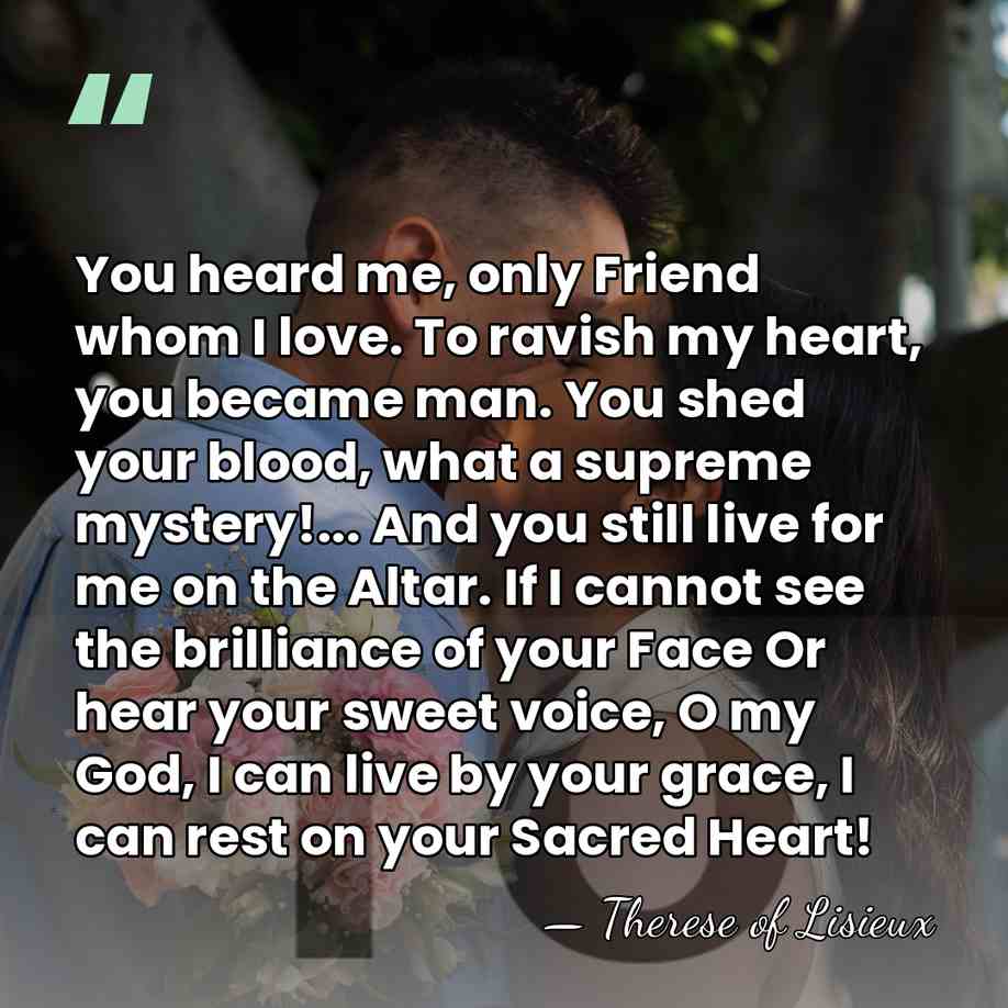 You heard me, only Friend whom I love. To ravish my heart,&hellip; - Therese of Lisieux