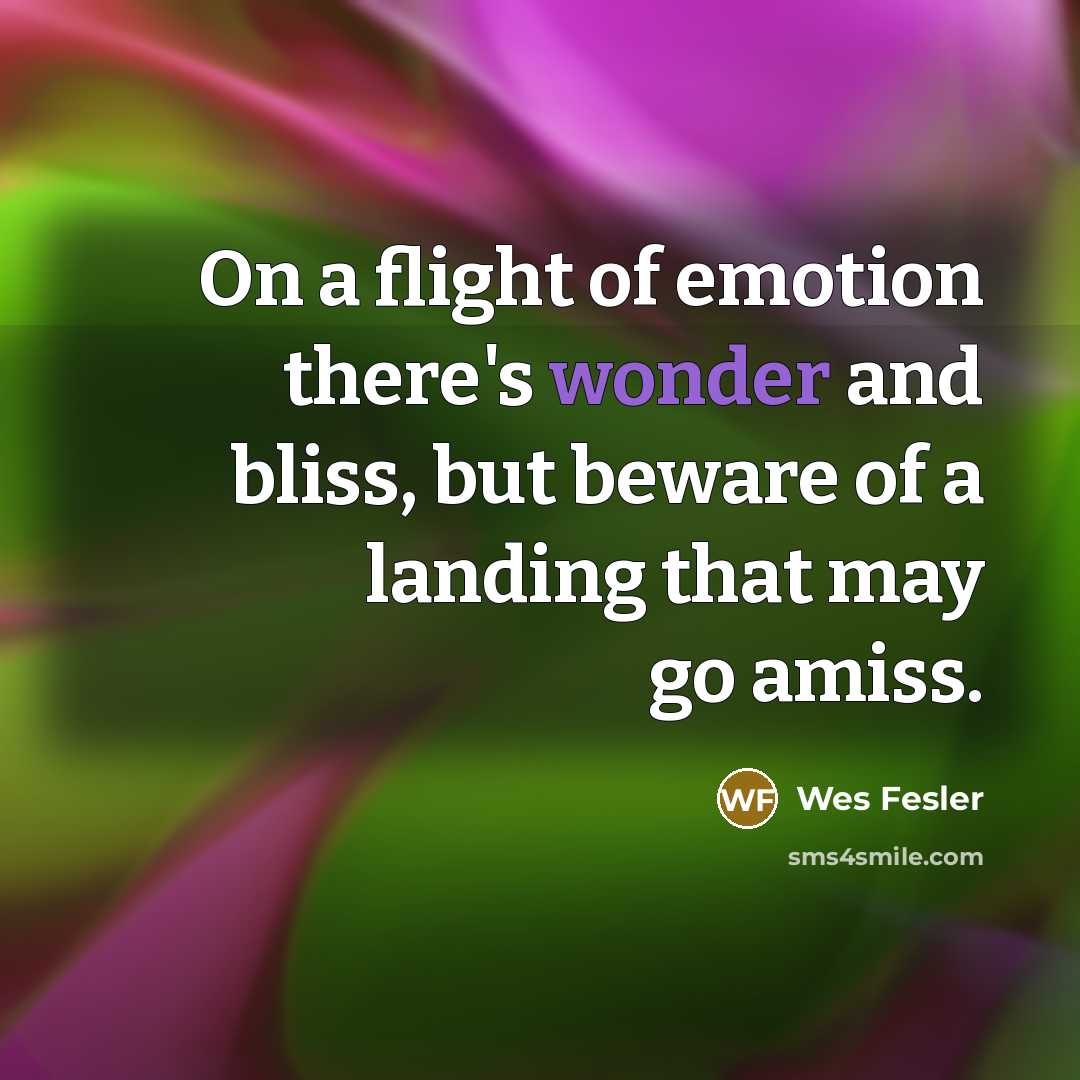 “On a flight of emotion there's wonder and bliss, but…” quote by Wes Fesler