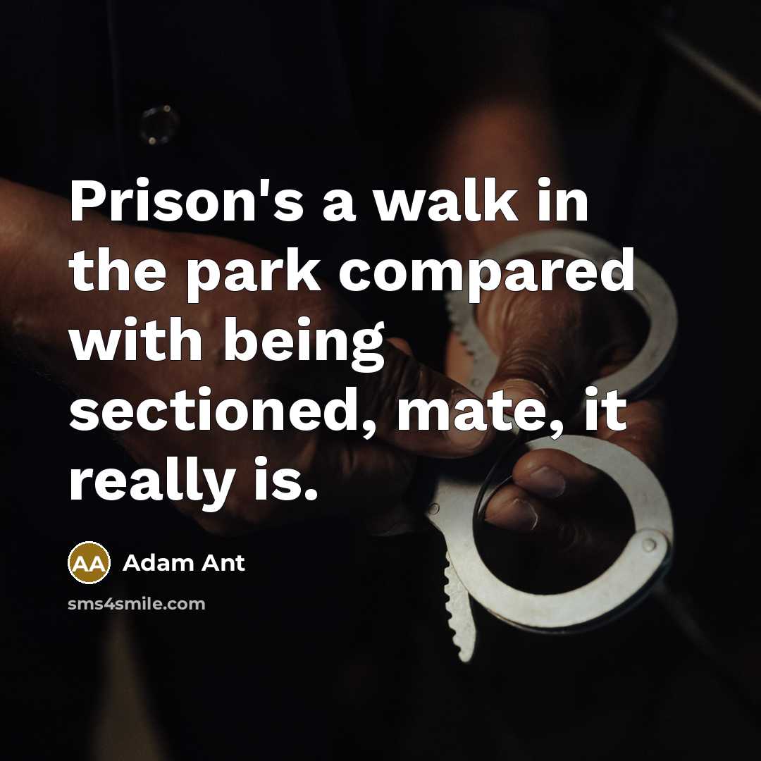 “Prison's a walk in the park compared with being sectioned,…” quote by Adam Ant